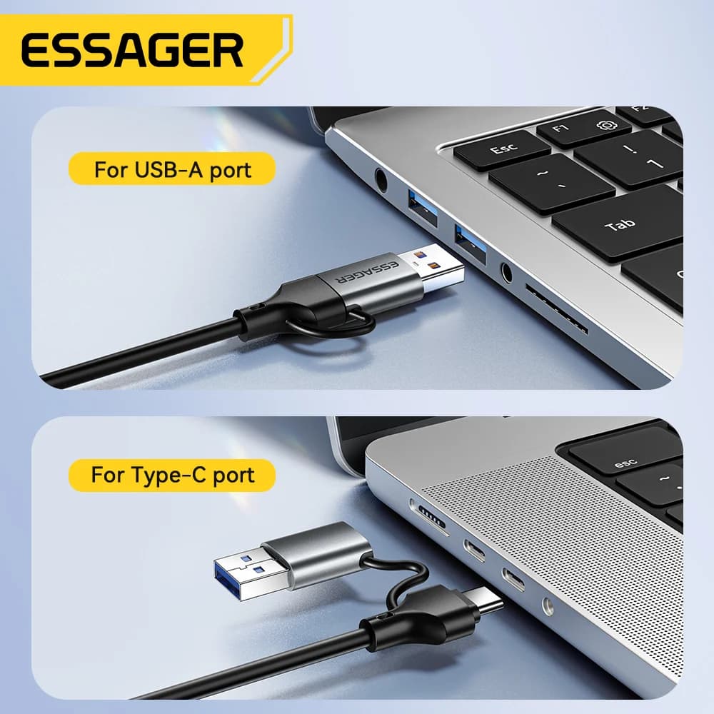 อะแดปเตอร์ Ethernet Gigabit RJ45 แบบ 2-in-1 (USB-A/Type-C)
