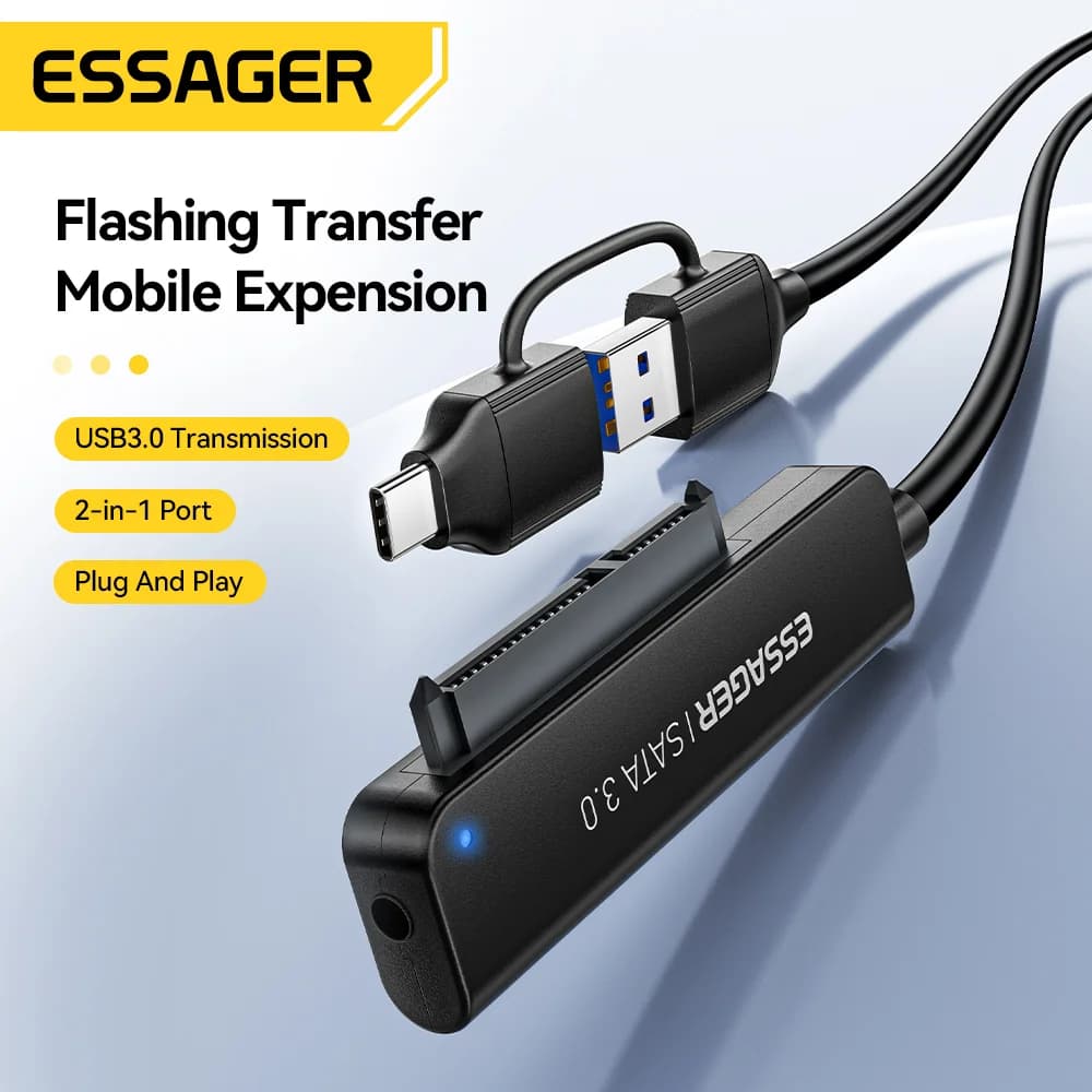 อะแดปเตอร์ SATA to USB 3.0/Type-C 2-in-1, สำหรับไดรฟ์ 2.5"