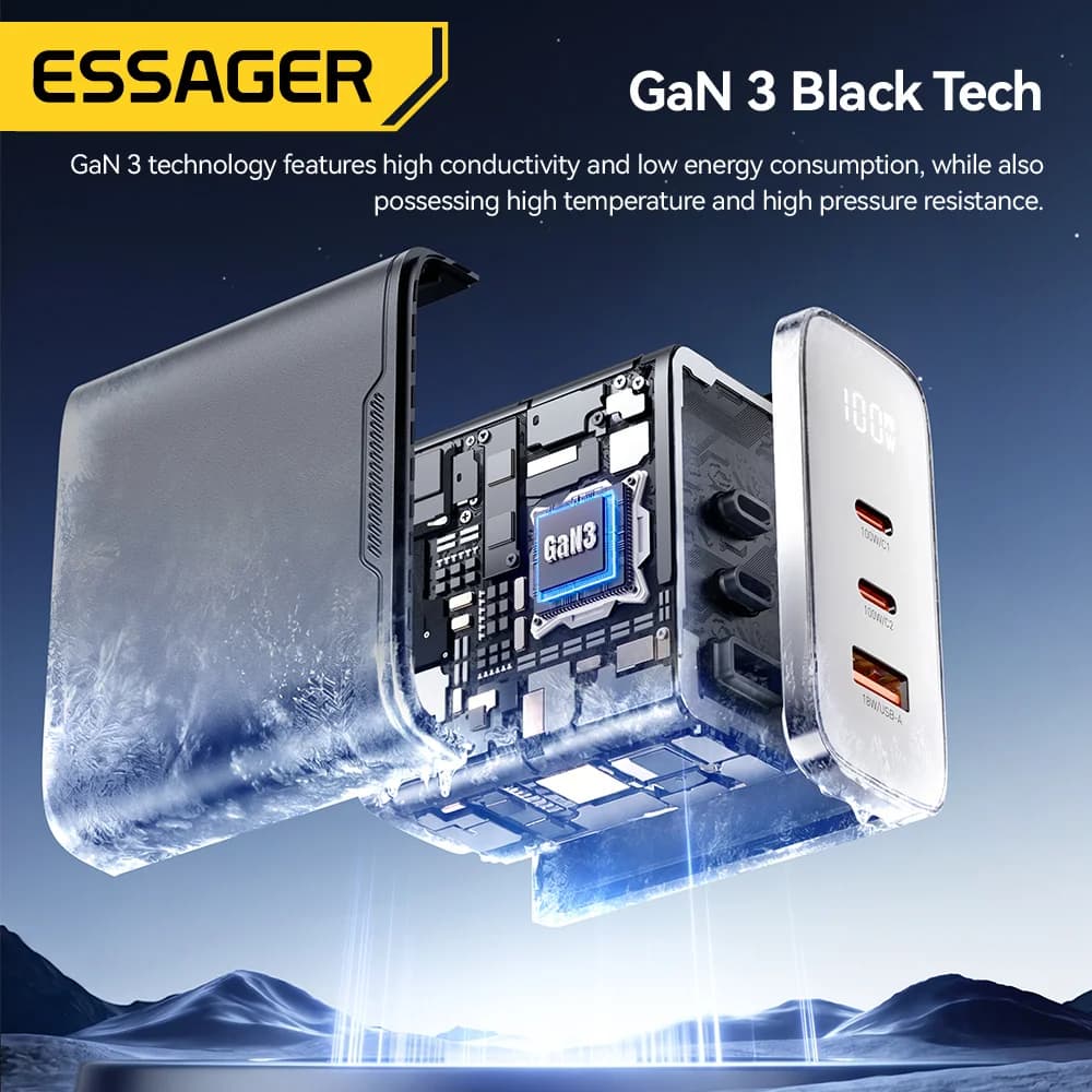 หัวชาร์จ GaN USB-C 100W พร้อมจอแสดงผลดิจิทัล