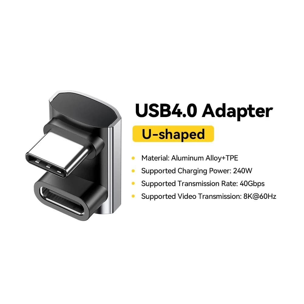 อะแดปเตอร์ OTG ข้อมูล USB4.0 240W มุม 90 องศา รองรับ 8K