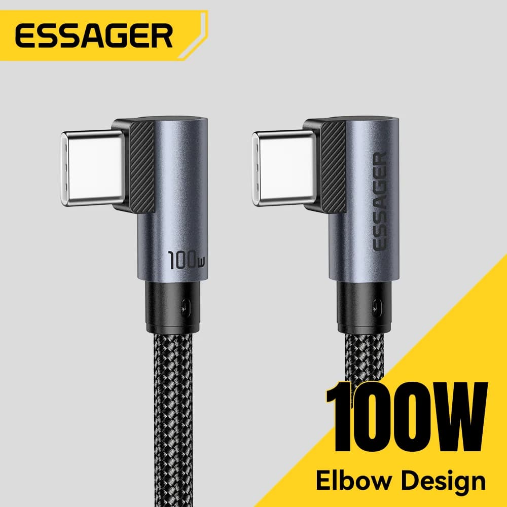 สายชาร์จเร็ว USB-C to USB-C 100W หัวงอ Elbow