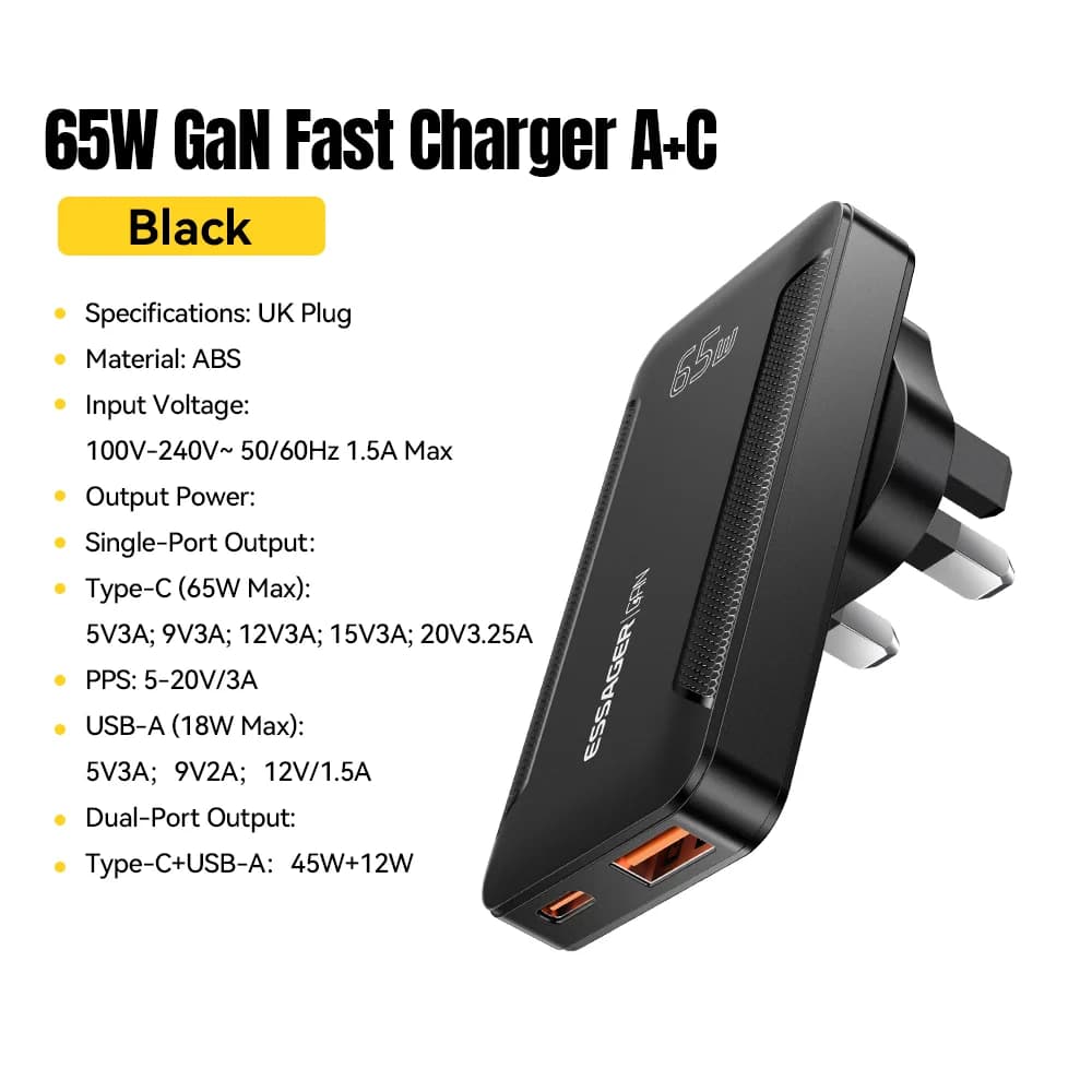 Adapter ชาร์จ GaN ขนาดบางพิเศษ 65W พร้อมเทคโนโลยี PD 3.0 สำหรับเดินทาง