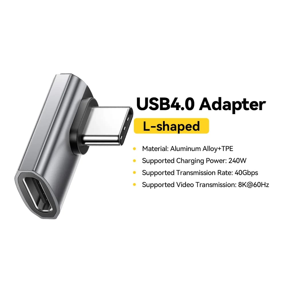อะแดปเตอร์ OTG ข้อมูล USB4.0 240W มุม 90 องศา รองรับ 8K