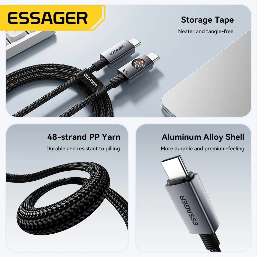 สาย USB-C to USB-C กำลังไฟ 100W พร้อมหน้าจอแสดงผล