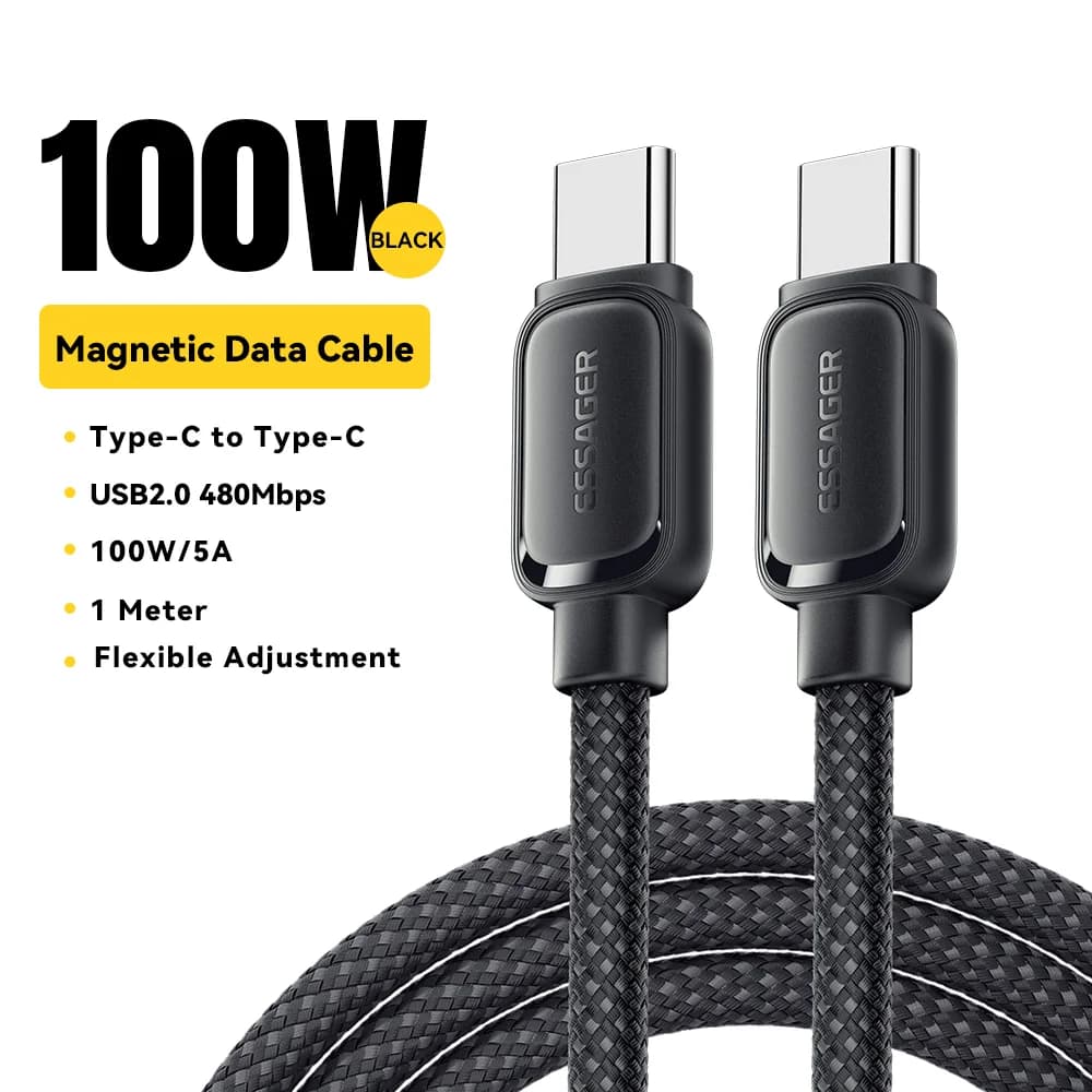 สาย USB-C to USB-C แบบม้วนเก็บได้ พร้อมแม่เหล็ก 100W