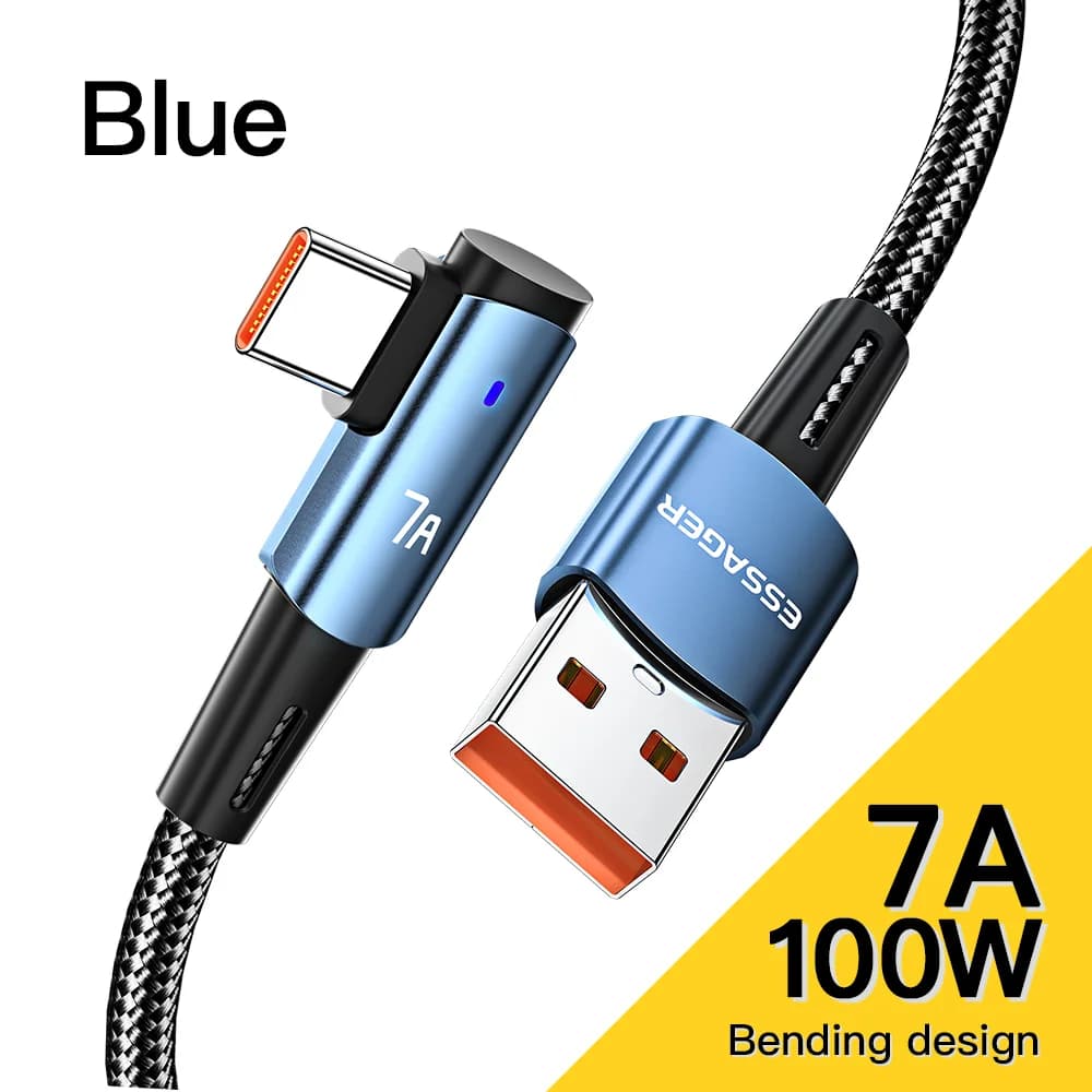 สายชาร์จเร็ว USB-C to USB-C มุมฉาก 90 องศา กำลังไฟ 100W