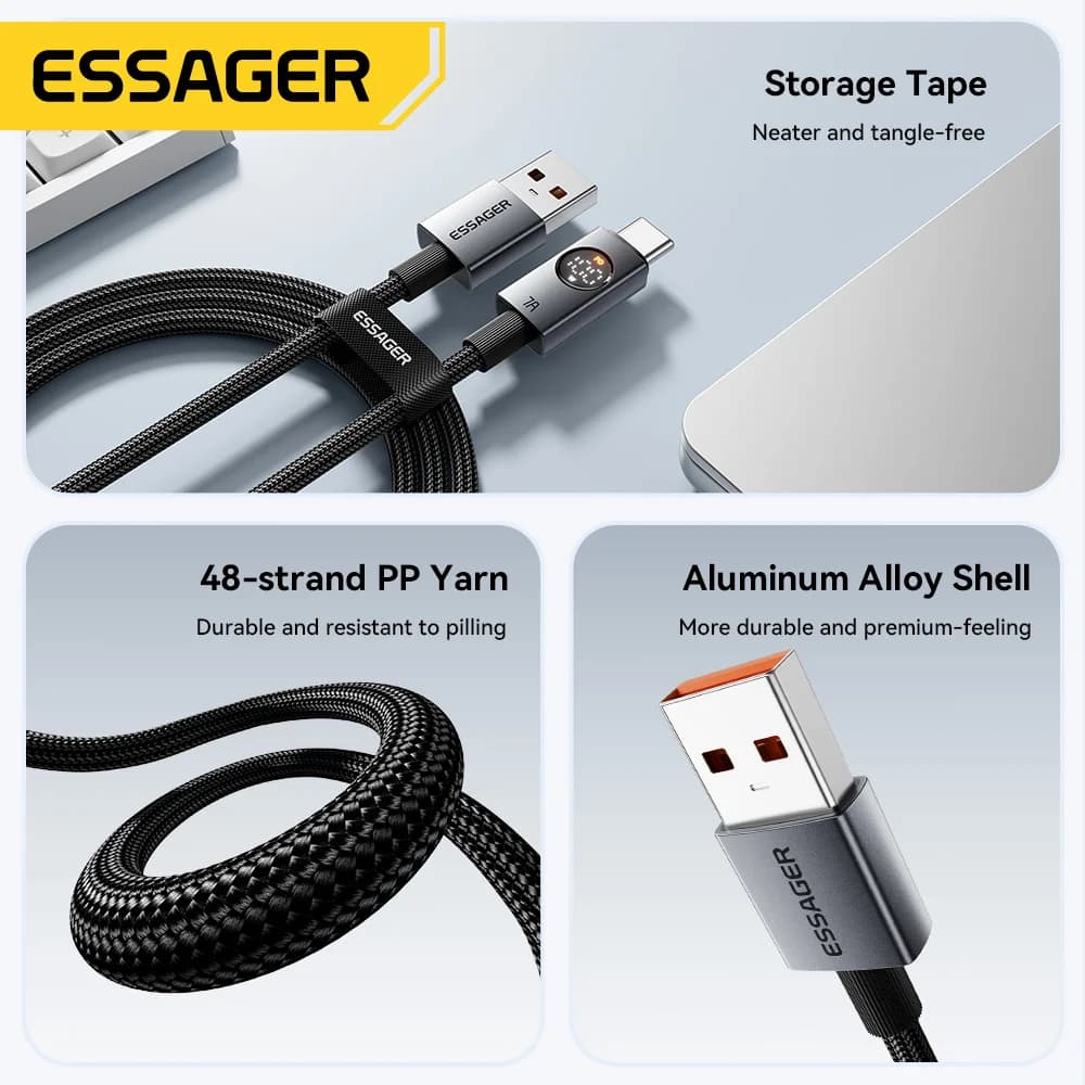 สาย USB-C 7A 100W พร้อมจอแสดงผลดิจิทัล
