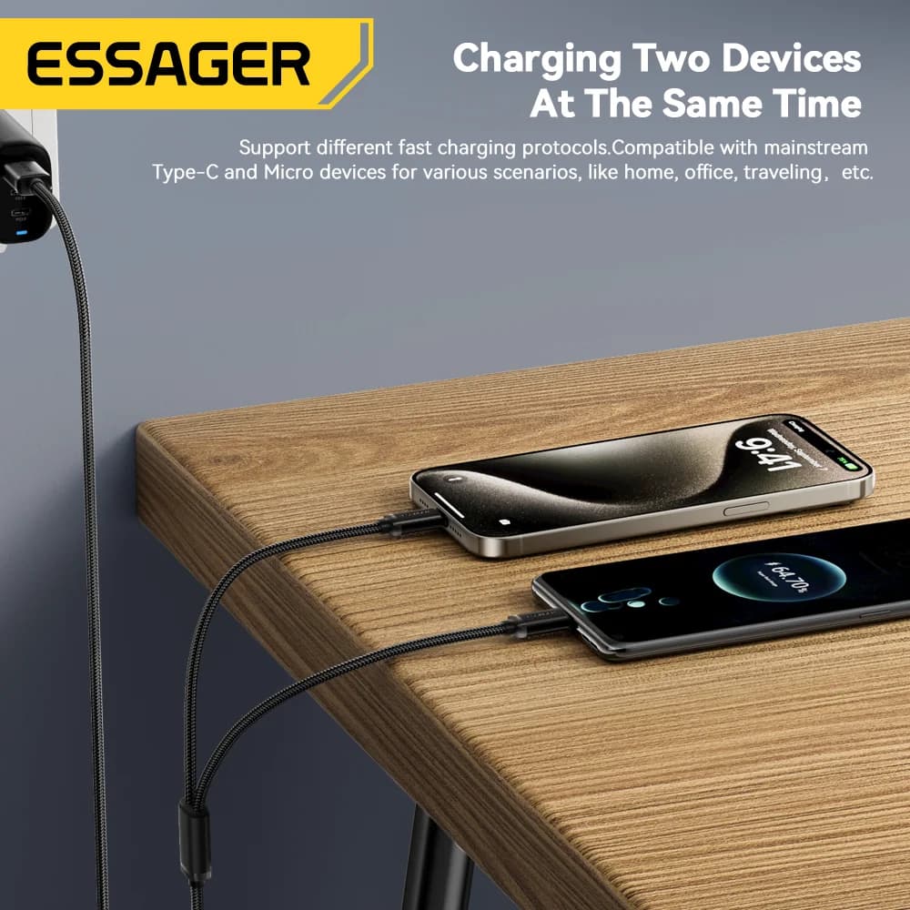 สายชาร์จเร็ว USB Type-C และ Micro USB แบบ 2-in-1