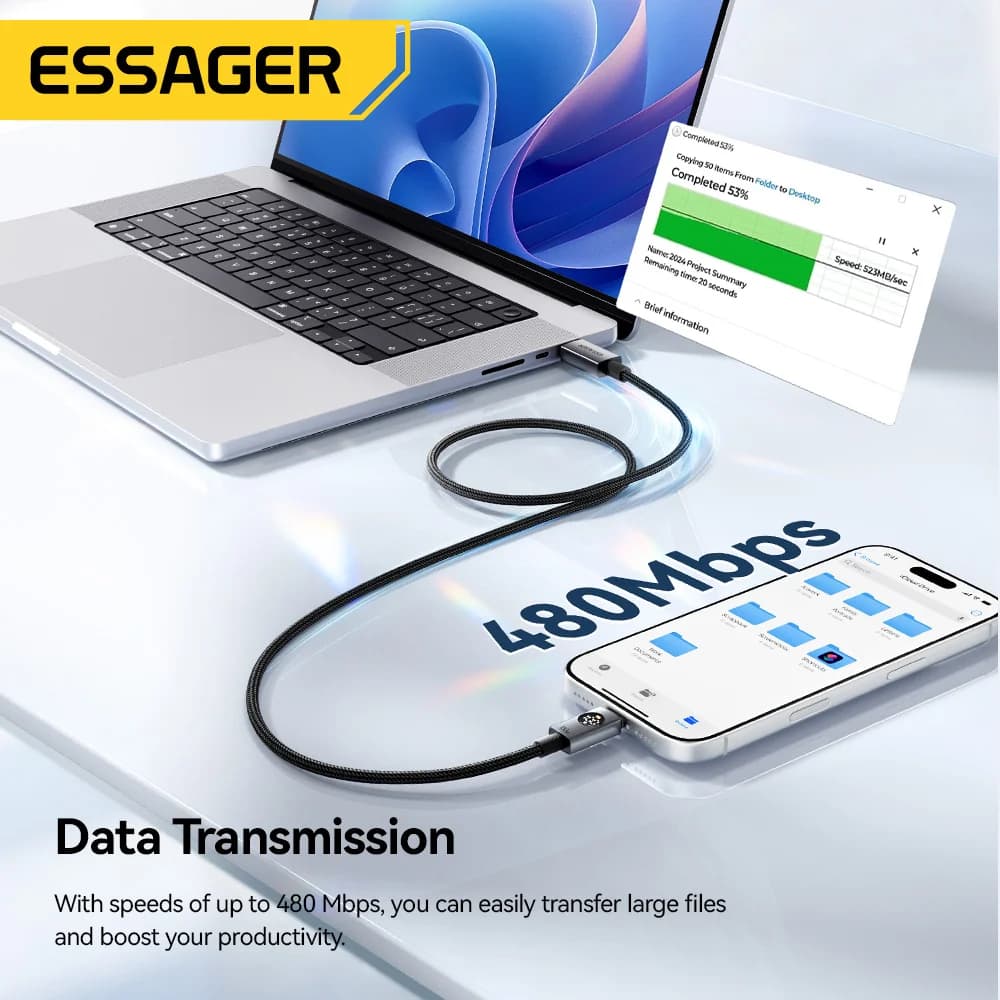 สาย USB-C to USB-C กำลังไฟ 100W พร้อมหน้าจอแสดงผล
