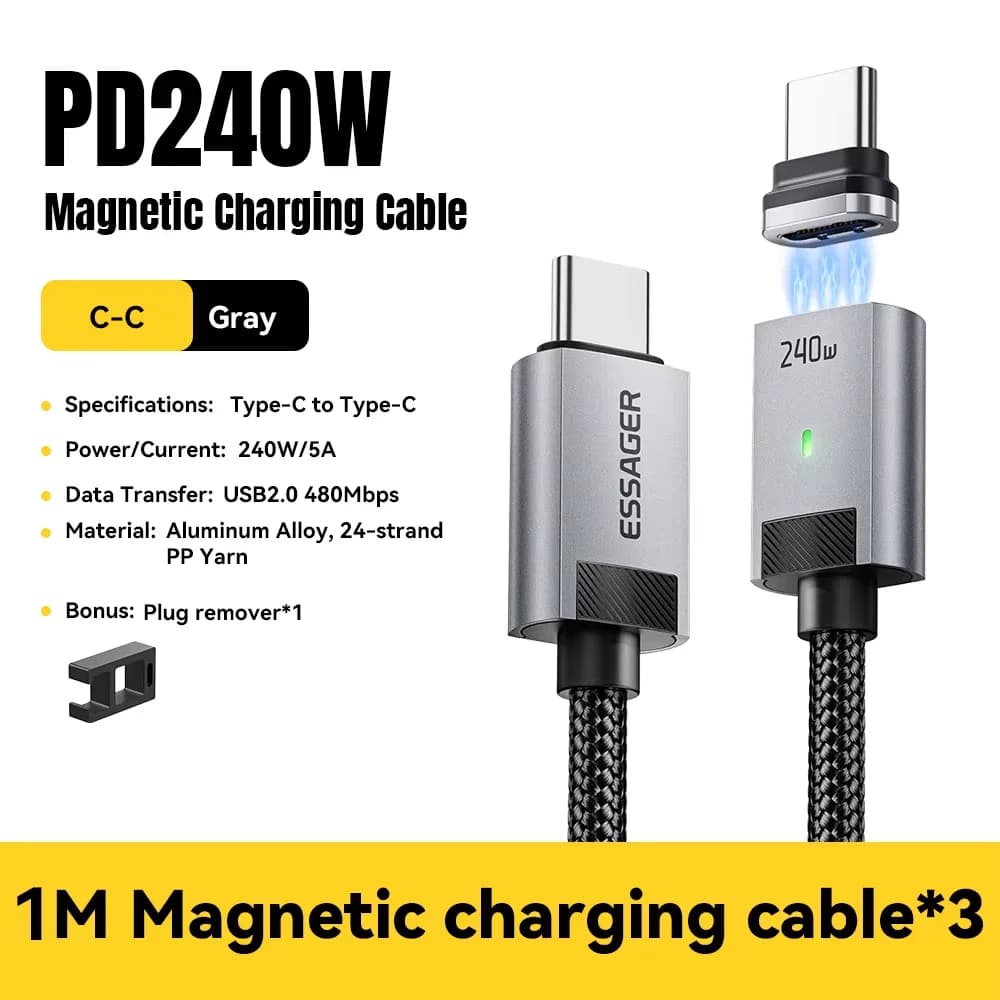 สายชาร์จแม่เหล็ก USB-C to USB-C 240W