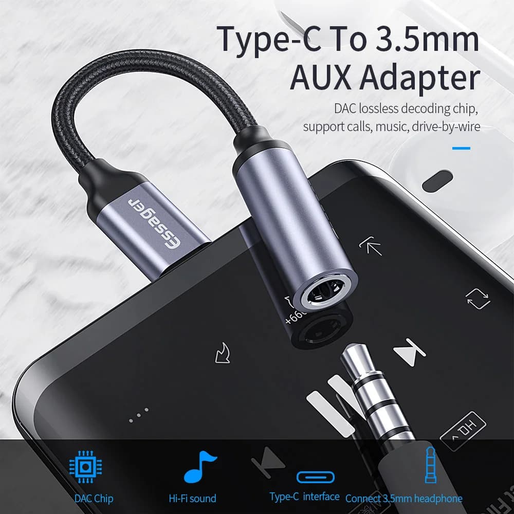 อะแดปเตอร์เสียง USB-C เป็นช่องหูฟัง 3.5mm