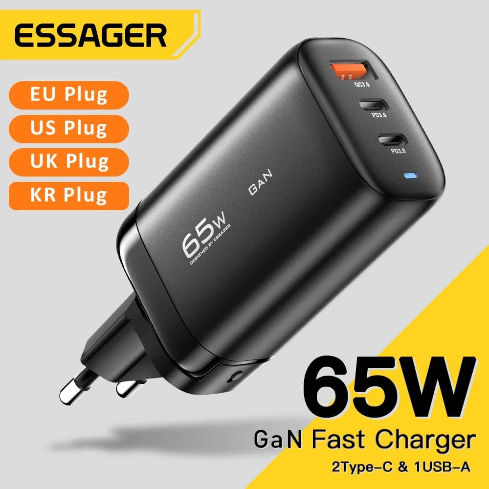 อะแดปเตอร์ชาร์จแล็ปท็อป GaN USB-C 65W รองรับ PPS