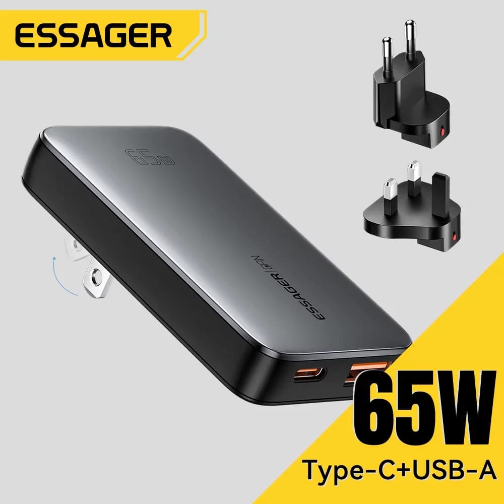 ที่ชาร์จ GaN USB-C สำหรับเดินทาง ขนาดบางพิเศษ 65W