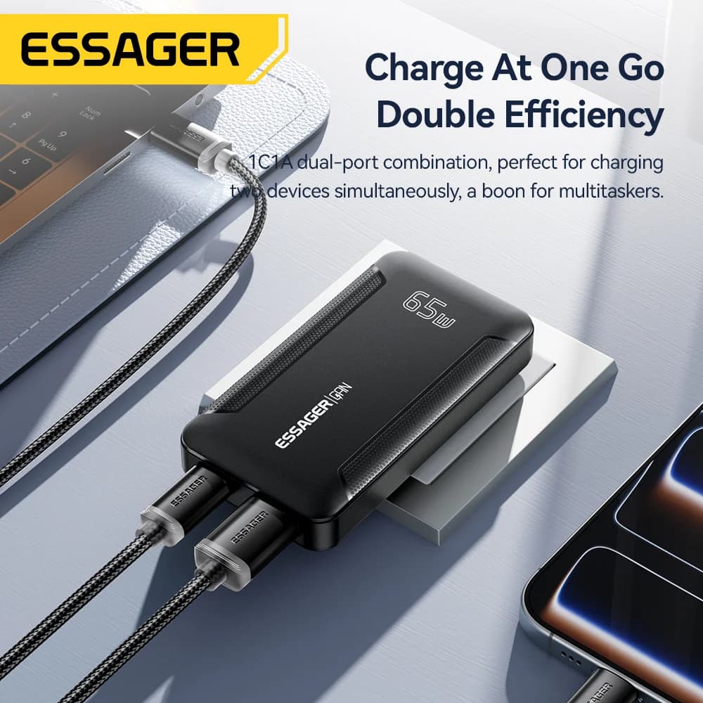 Adapter ชาร์จ GaN ขนาดบางพิเศษ 65W พร้อมเทคโนโลยี PD 3.0 สำหรับเดินทาง