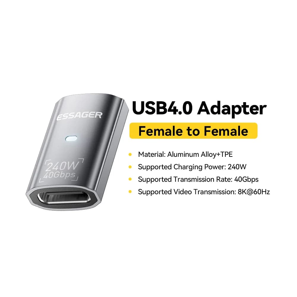 อะแดปเตอร์ OTG ข้อมูล USB4.0 240W มุม 90 องศา รองรับ 8K