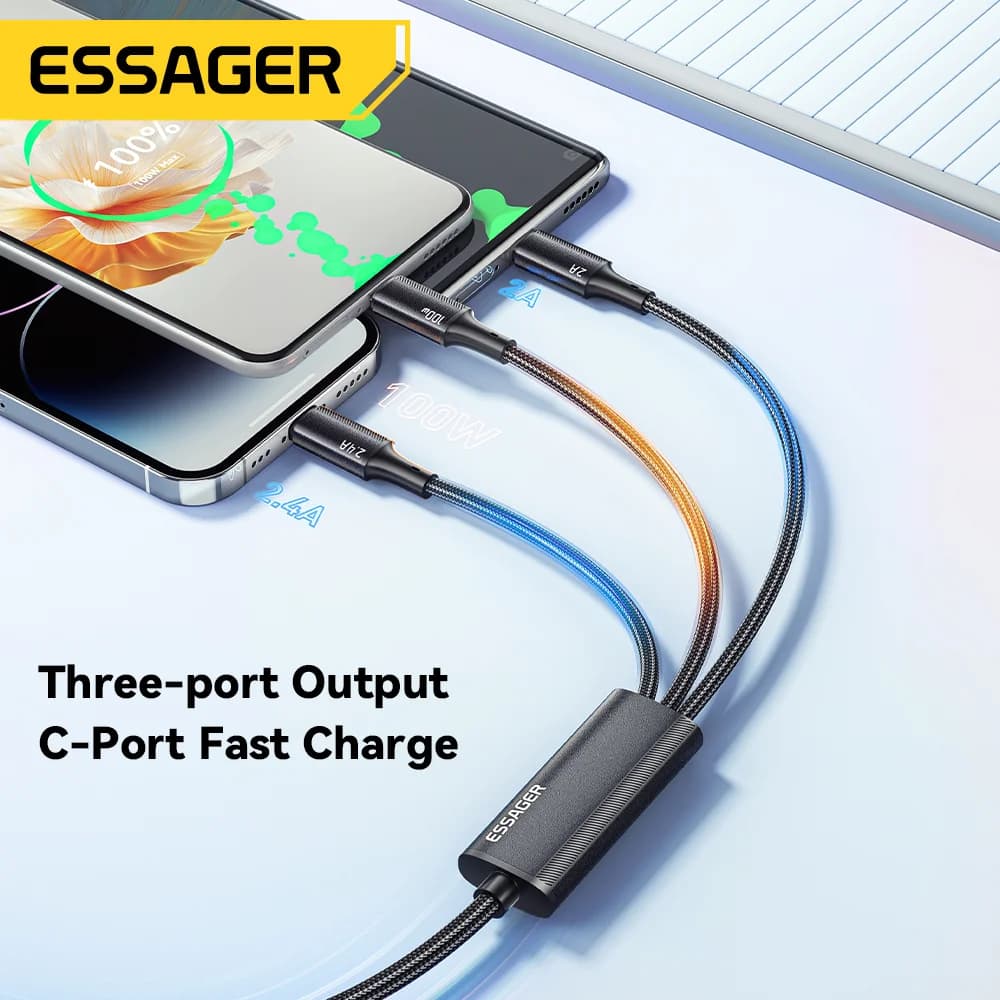 สายชาร์จ 3-in-1 USB-C to Lightning 100W