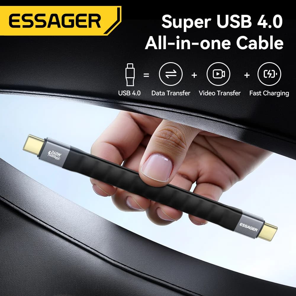 สาย USB 4.0 Type-C ชาร์จเร็ว PD 240W สนับสนุนวิดีโอ 8K