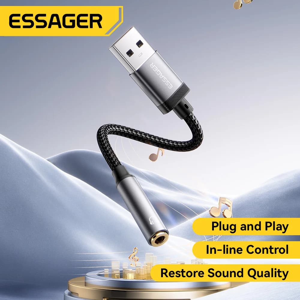 อะแดปเตอร์แปลง USB เป็น 3.5mm การ์ดเสียงภายนอก