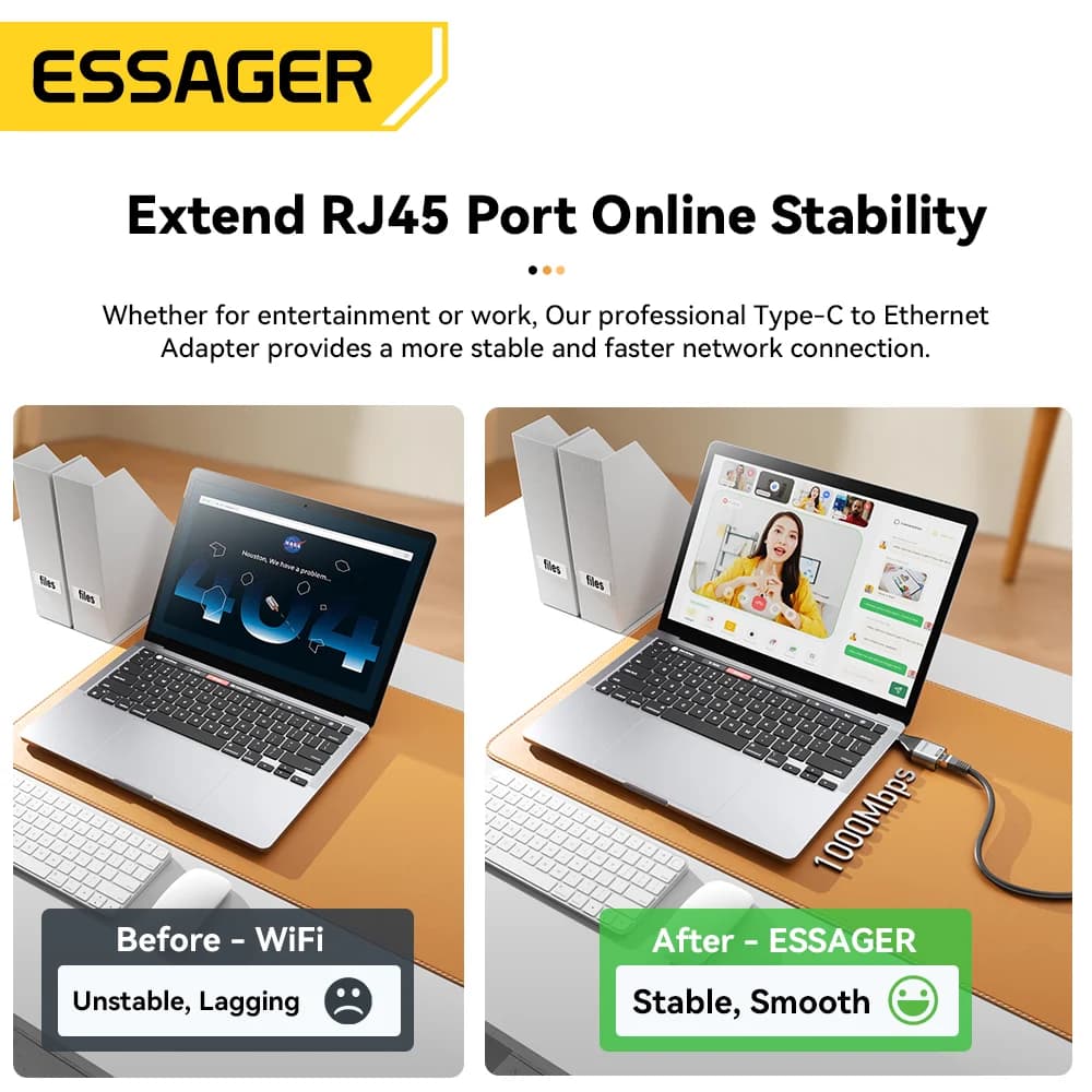 อะแดปเตอร์แปลง USB-C เป็น Gigabit Ethernet RJ45