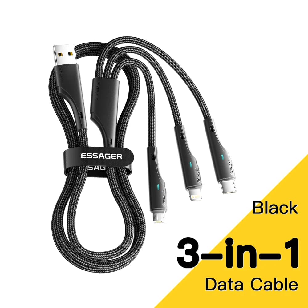 สายชาร์จ USB-C Micro USB Lightning 3-in-1