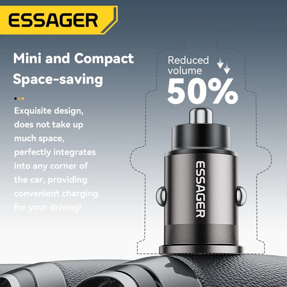ที่ชาร์จรถยนต์ USB-C ขนาดเล็ก 45W, QC 3.0