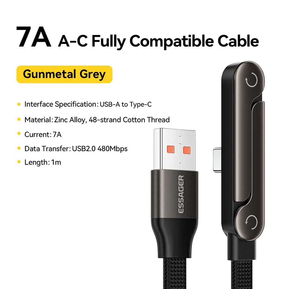 สาย USB Type-C พับได้ พร้อมขาตั้งโทรศัพท์ 100W