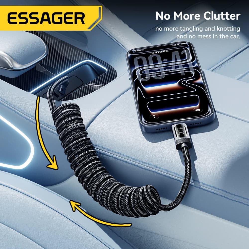 สายรถยนต์ Spring USB-C to USB-C 100W