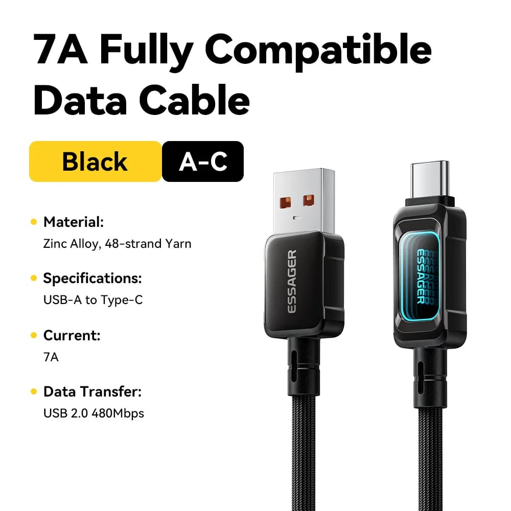 สายชาร์จเร็ว USB-C to USB-C LED 100W