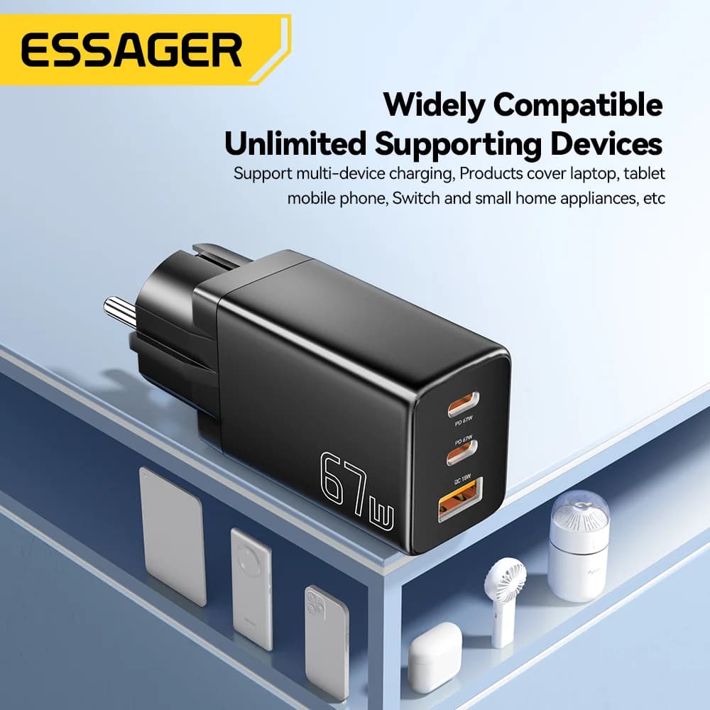 อะแดปเตอร์ GaN USB Type-C มีหัวปลั๊ก EU/KR
