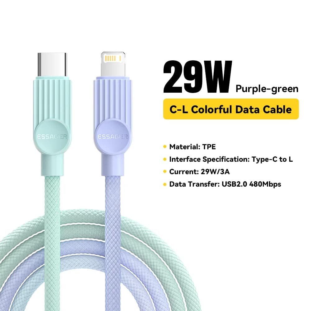 สายชาร์จเร็ว USB-C to Lightning สีสันสดใส