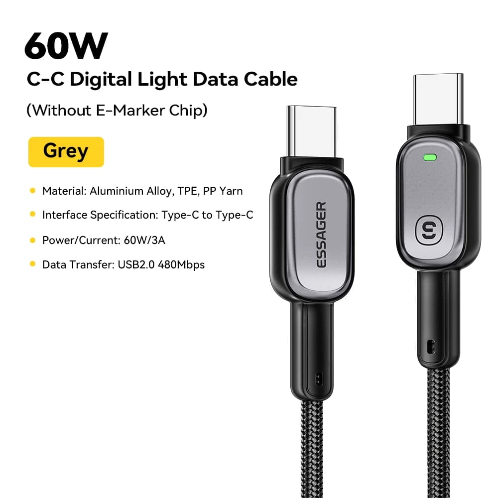 สาย USB-C to USB-C LED 100W ชาร์จเร็ว PD 5A