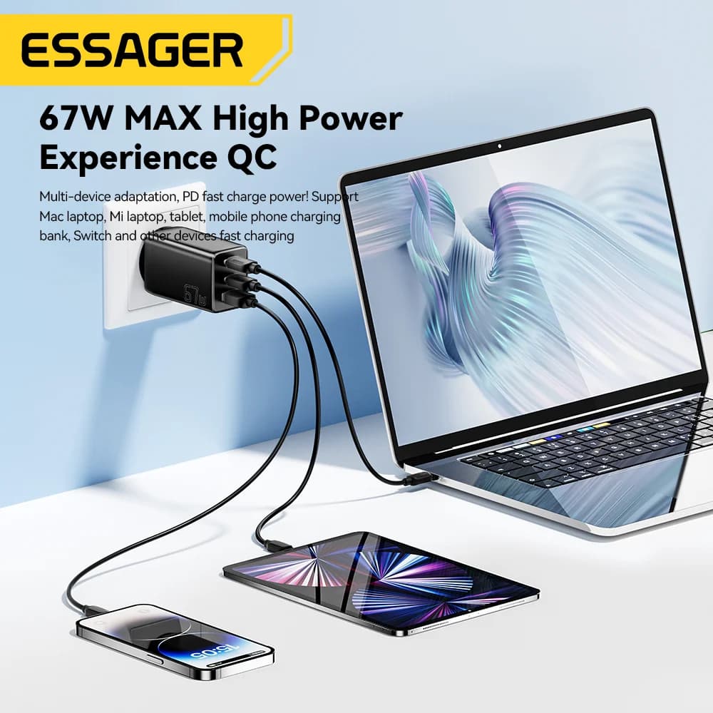 อะแดปเตอร์ชาร์จเร็ว GaN USB Type-C 67W รองรับ PPS