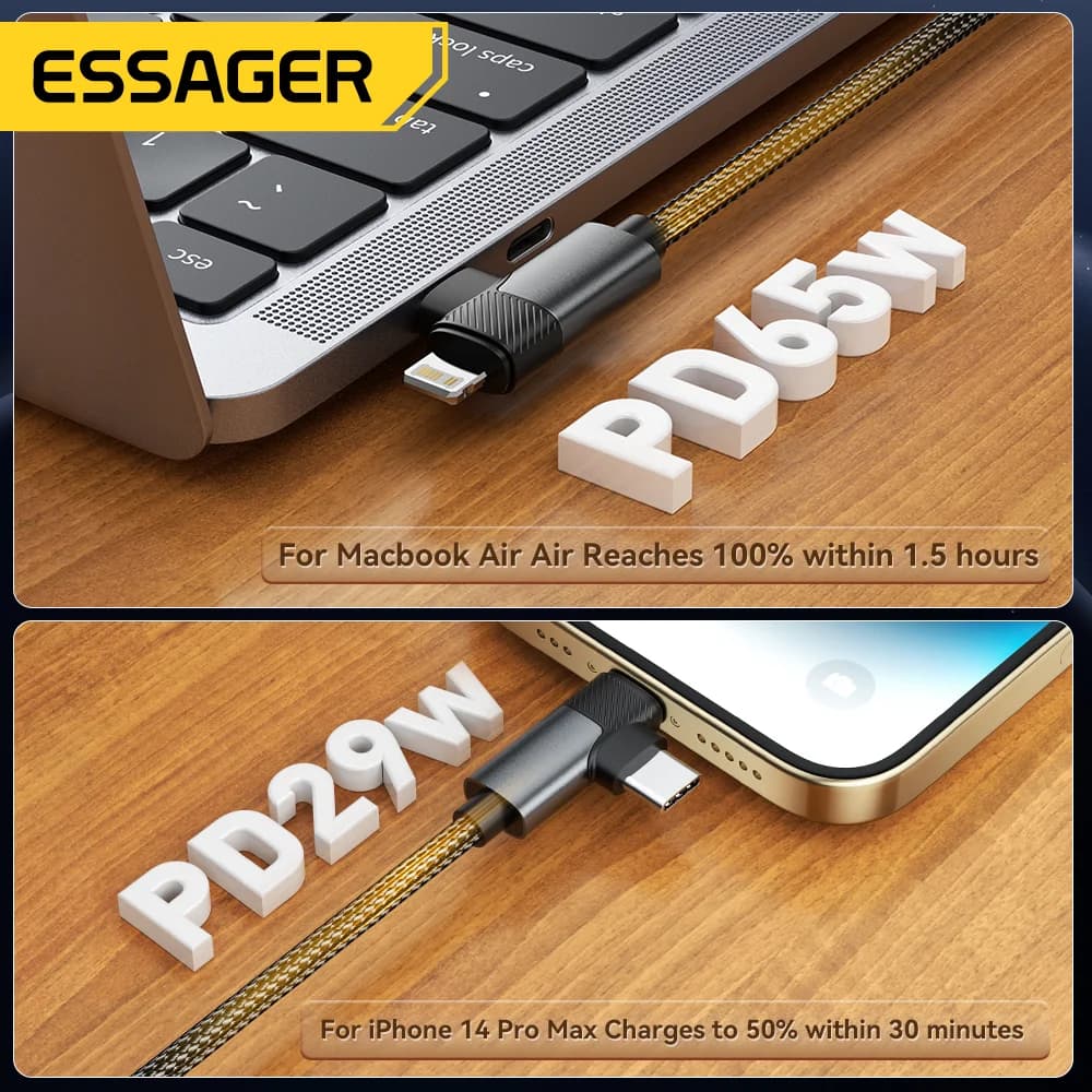 สาย USB-C to Lightning แบบถัก 2-in-1 ชาร์จไว 65W
