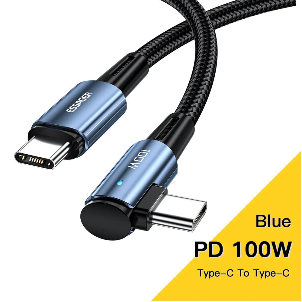 สายชาร์จเร็ว USB-C to USB-C มุมฉาก 90 องศา กำลังไฟ 100W