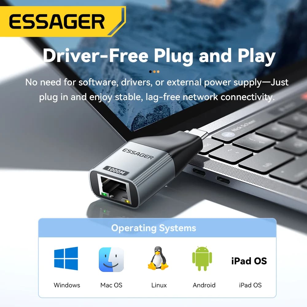 อะแดปเตอร์แปลง USB-C เป็น Gigabit Ethernet RJ45