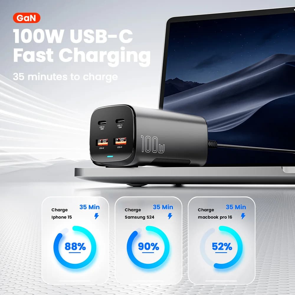หัวชาร์จ GaN USB-C แบบตั้งโต๊ะ 67W