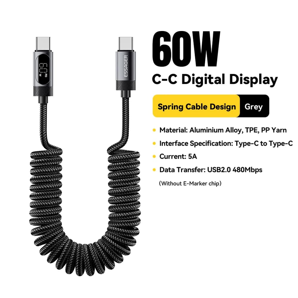 สายรถยนต์ Spring USB-C to USB-C 100W
