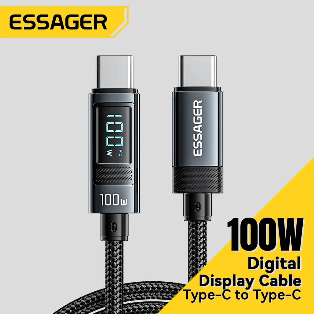 สาย USB Type-C กำลังไฟ 100W หัวงอ 90° พร้อมหน้าจอ LED