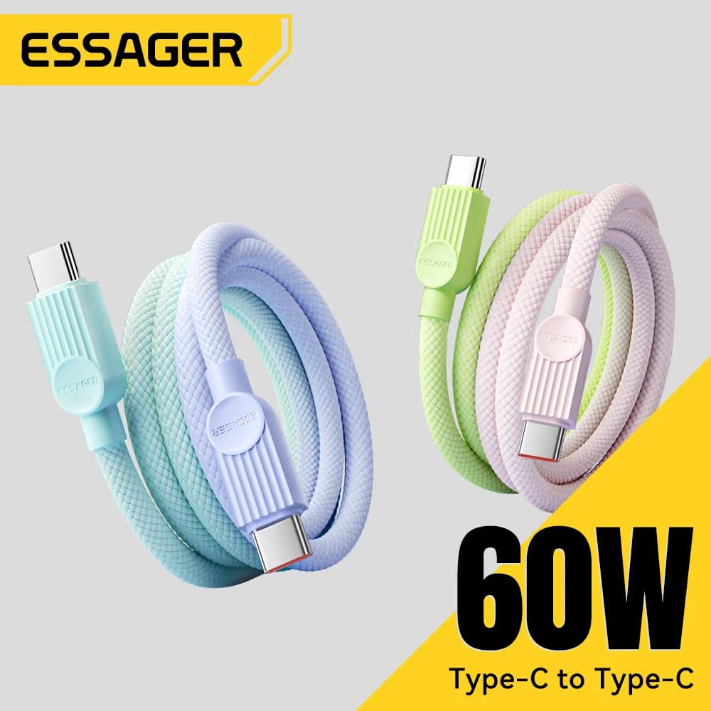 สายชาร์จเร็ว USB-C to USB-C สีพาสเทล กำลังไฟ 60W