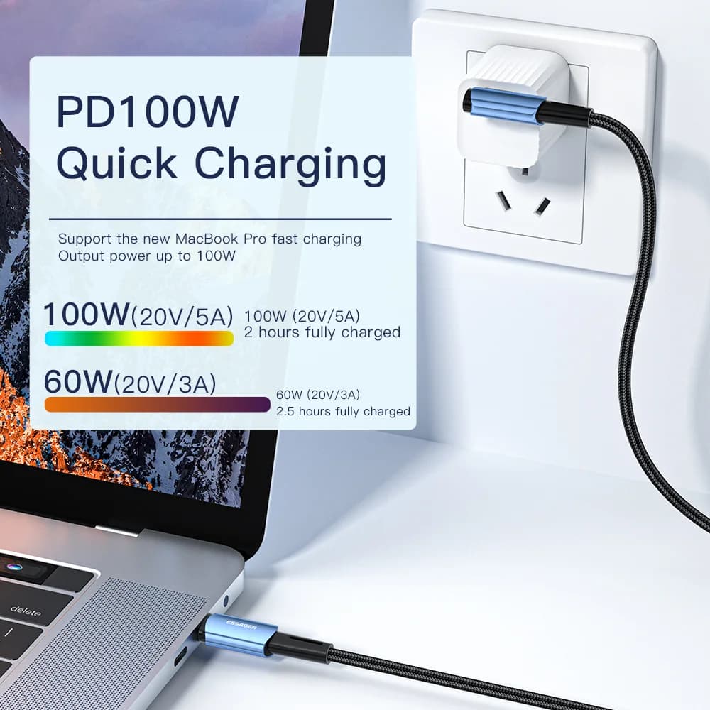 สายชาร์จเร็ว USB-C to USB-C มุมฉาก 90 องศา กำลังไฟ 100W