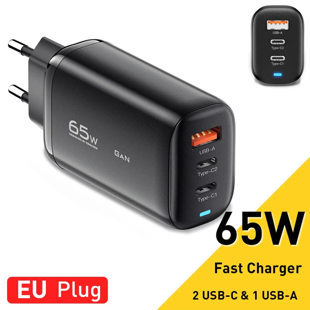 อะแดปเตอร์ชาร์จแล็ปท็อป GaN USB-C 65W รองรับ PPS
