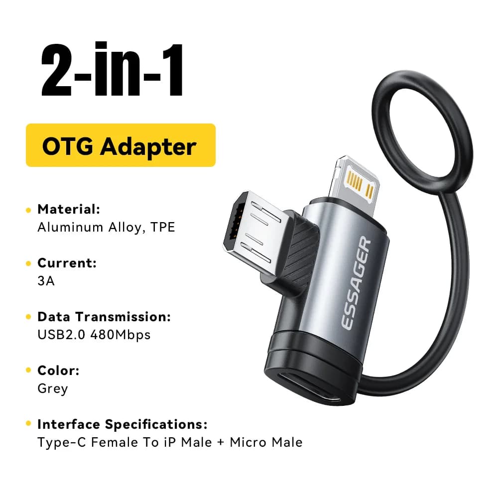 อะแดปเตอร์แปลงสัญญาณ Lightning และ Micro USB แบบ 2-in-1