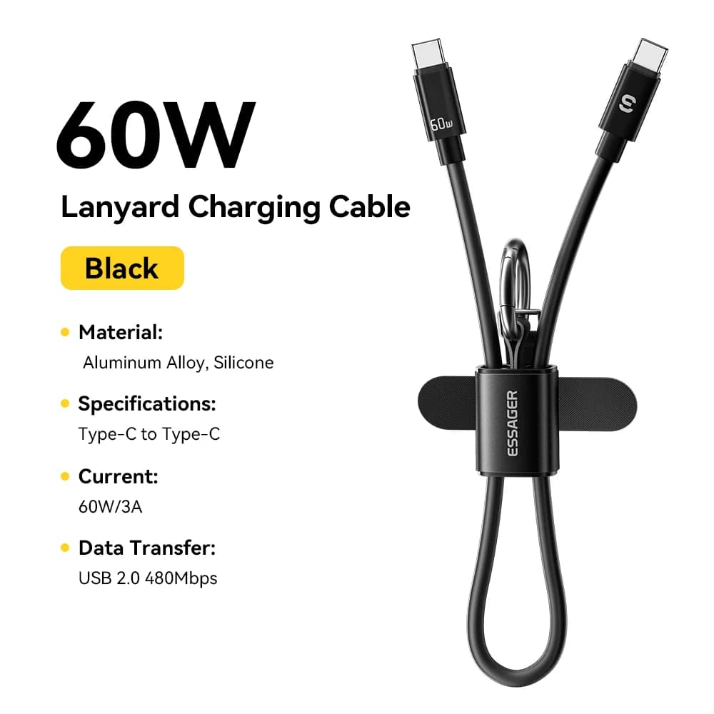 สาย USB-C to USB-C สั้นพร้อมสายคล้องคอ 60W
