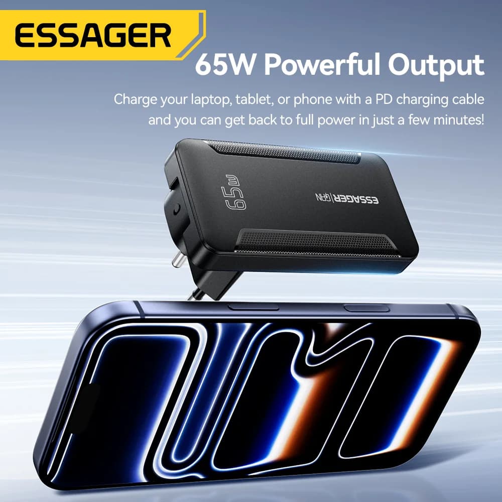 Adapter ชาร์จ GaN ขนาดบางพิเศษ 65W พร้อมเทคโนโลยี PD 3.0 สำหรับเดินทาง