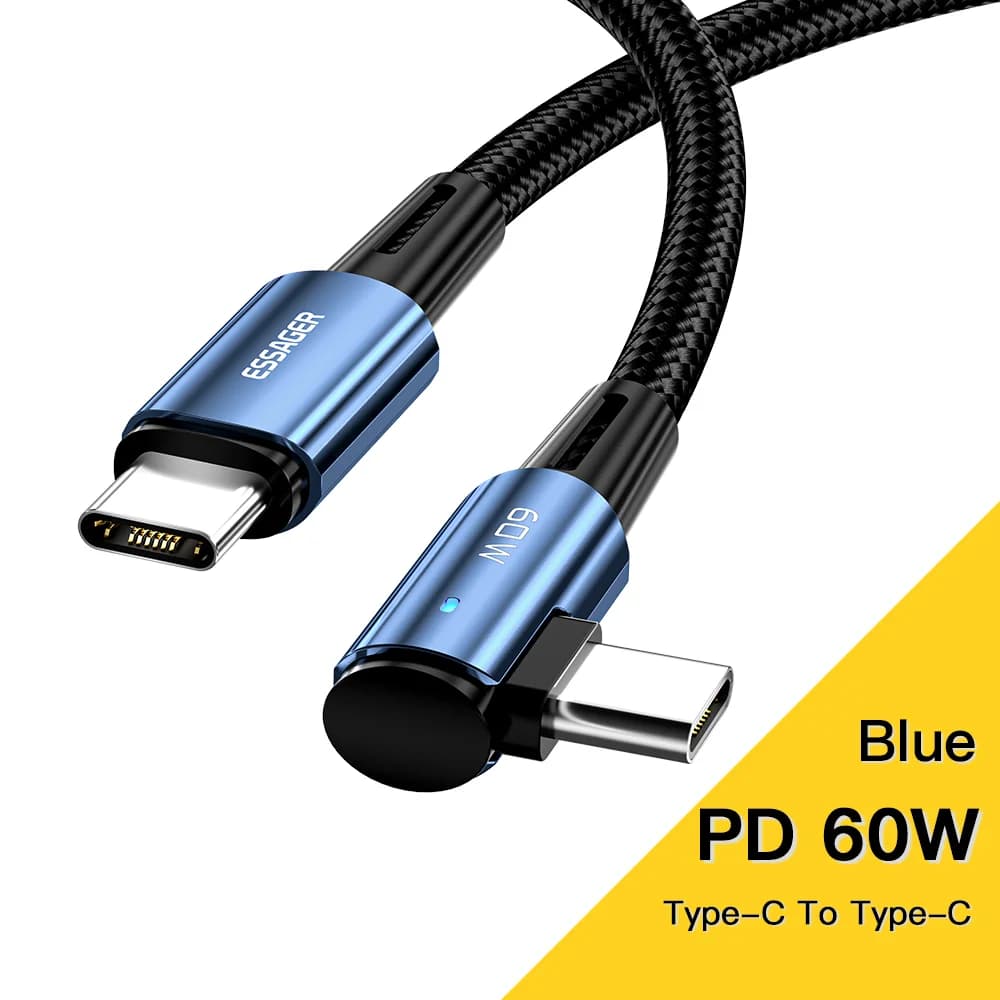 สายชาร์จเร็ว USB-C to USB-C มุมฉาก 90 องศา กำลังไฟ 100W