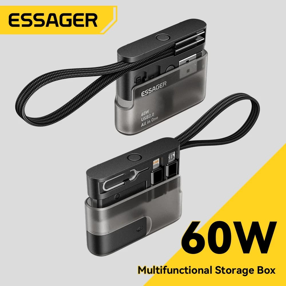 ชุดสายดาต้า USB-C 60W พร้อมกล่องเก็บของสำหรับเดินทาง