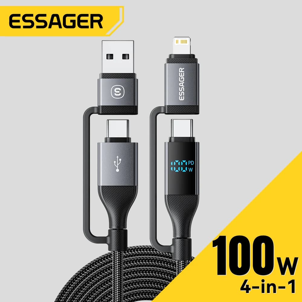 สาย USB-C ดิจิทัล 4-in-1, กำลังไฟ PD 100W