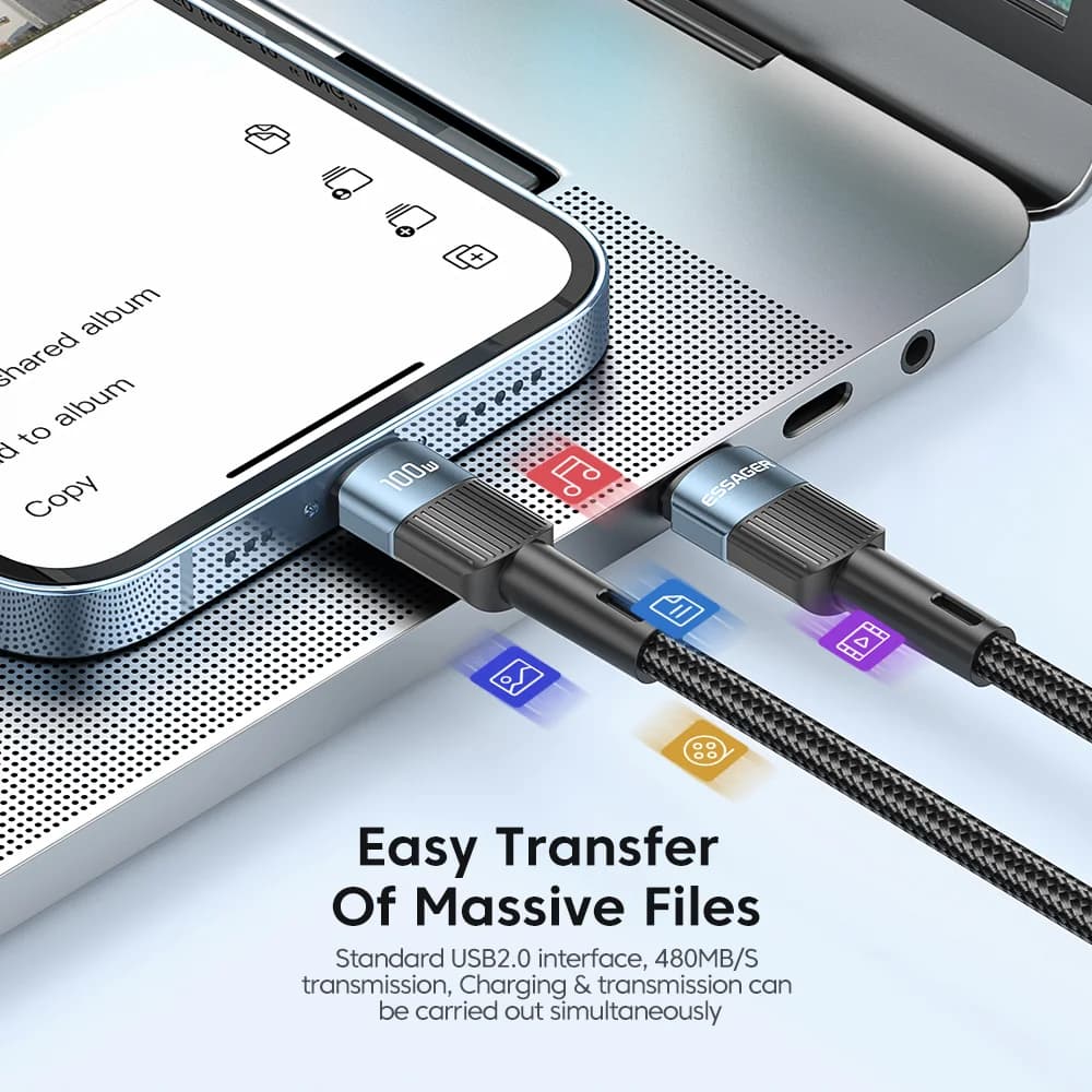 สายชาร์จ USB-C to USB-C แบบเร็ว 100W ยาว 3 เมตร