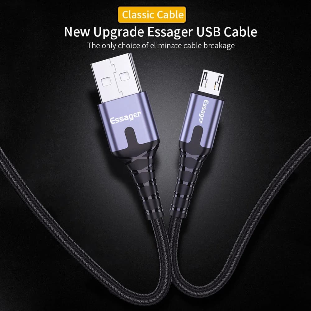 สายชาร์จ Micro USB แบบถัก มีไฟ LED ชาร์จเร็ว 2M/3M