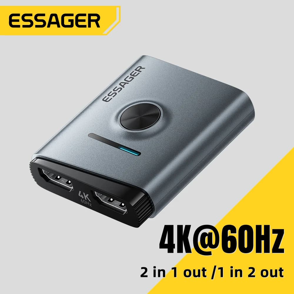 ตัวสลับสัญญาณ HDMI Switcher 2-in-1 Splitter Adapter ความละเอียด 4K 60Hz
